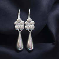 Flower Long Water Drop Earrings 