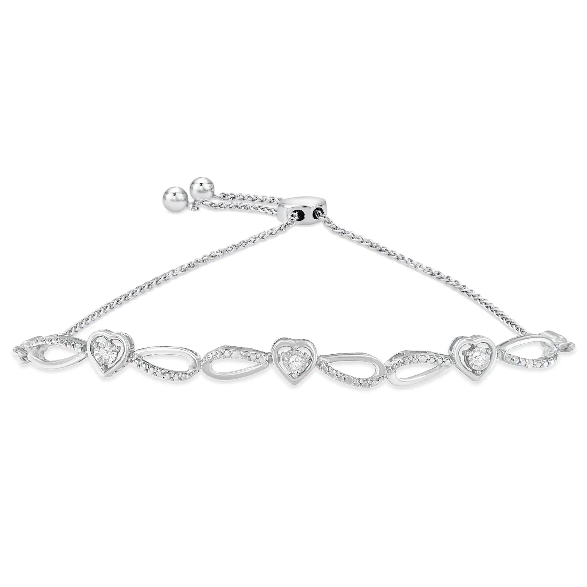 Diamond Accent Heart and Infinity 4”-10” Adjustable Bolo Bracelet 