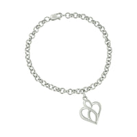 Open Heart with Center Vertical Infinity Chain Charm Bracelet 