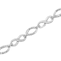 Diamond Accent Alternating Infinity Shape Link Bracelet