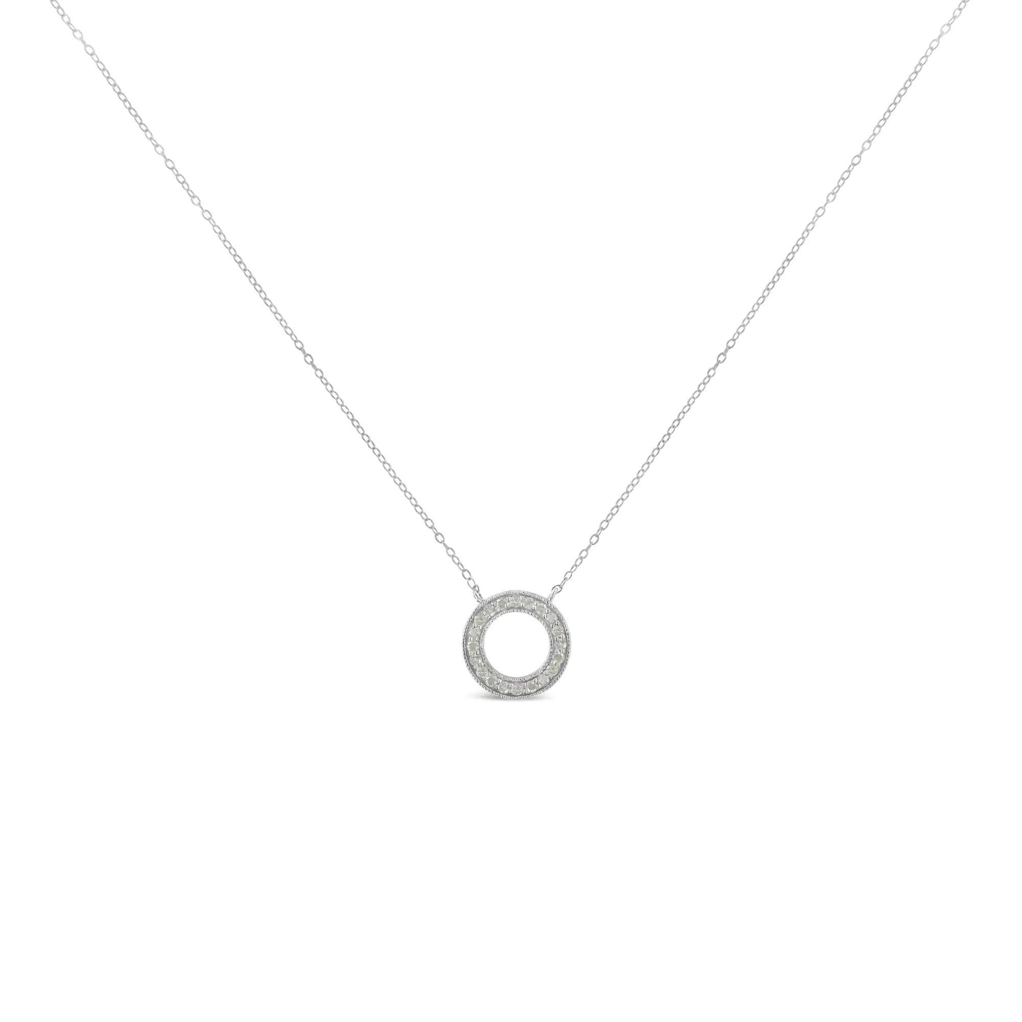 1/6 cttw Diamond Hoop Circle Pendant Necklace (I-J, I3-Promo)