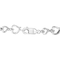 Prong Set Diamond Accent Alternating Heart Link Bracelet