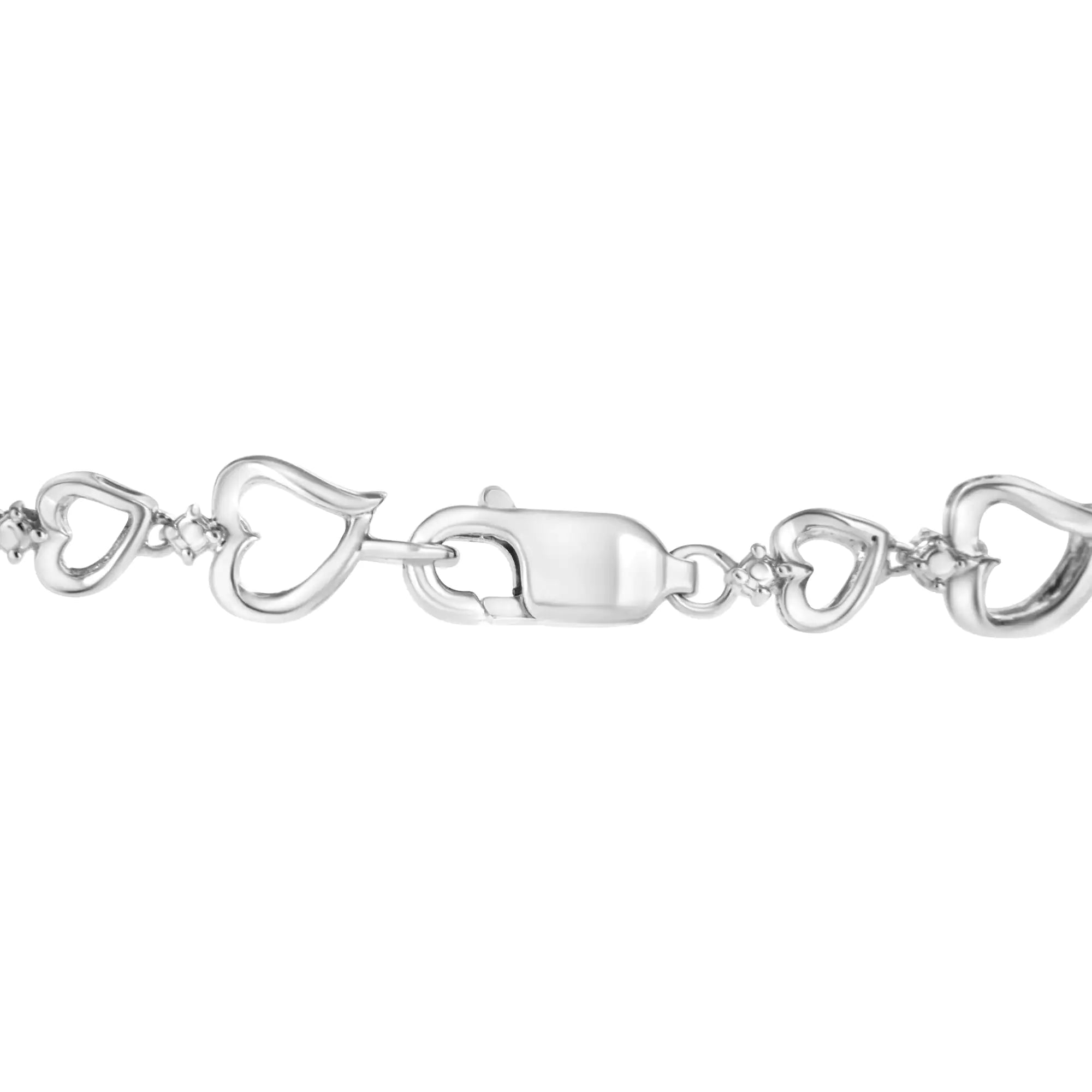 Prong Set Diamond Accent Alternating Heart Link Bracelet