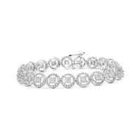 925 Sterling Silver 1/2 Cttw Diamond Nested Circle Miracle Set Open Wheel 7.25" Fashion Link Bracelet (I-J Color, I3 Clarity)