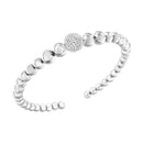 925 Sterling Silver 1/6 Cttw Diamond Rondelle Graduated Ball Bead Cuff Bangle Bracelet (I-J color, I2-I3 clarity) - Fits wrists up to 7 1/2 inches