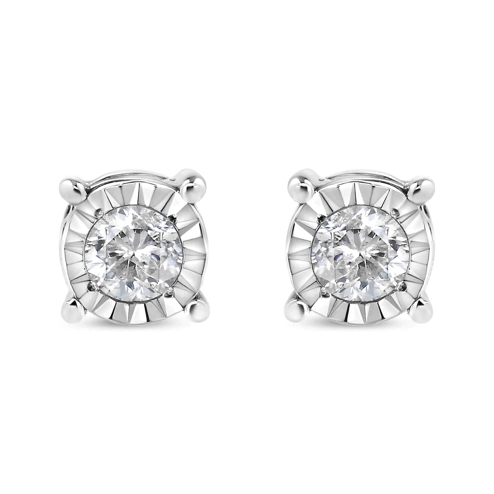 Round Near Colorless Diamond Miracle-Set Stud Earrings