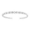 925 Sterling Silver 1/4 Cttw Diamond Rondelle Graduated Ball Bead Cuff Bangle Bracelet (I-J color, I2-I3 clarity) - Fits wrists up to 7 1/2 inches