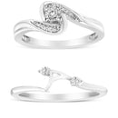 925 Sterling Silver 1/10 Cttw Diamond Swirl and Bypass Bridal Set Ring and Band (I-J Color, I3 Clarity)