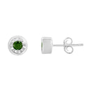  Round Brilliant-Cut Green Diamond Miracle-Set Stud Earring  