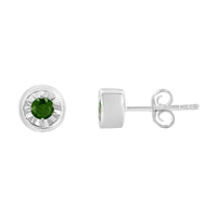  Round Brilliant-Cut Green Diamond Miracle-Set Stud Earring  