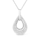 925 Sterling Silver Prong-Set Diamond Accent Fashion Double Drop Design 18" Pendant Necklace (I-J Color, I1-I2 Clarity)