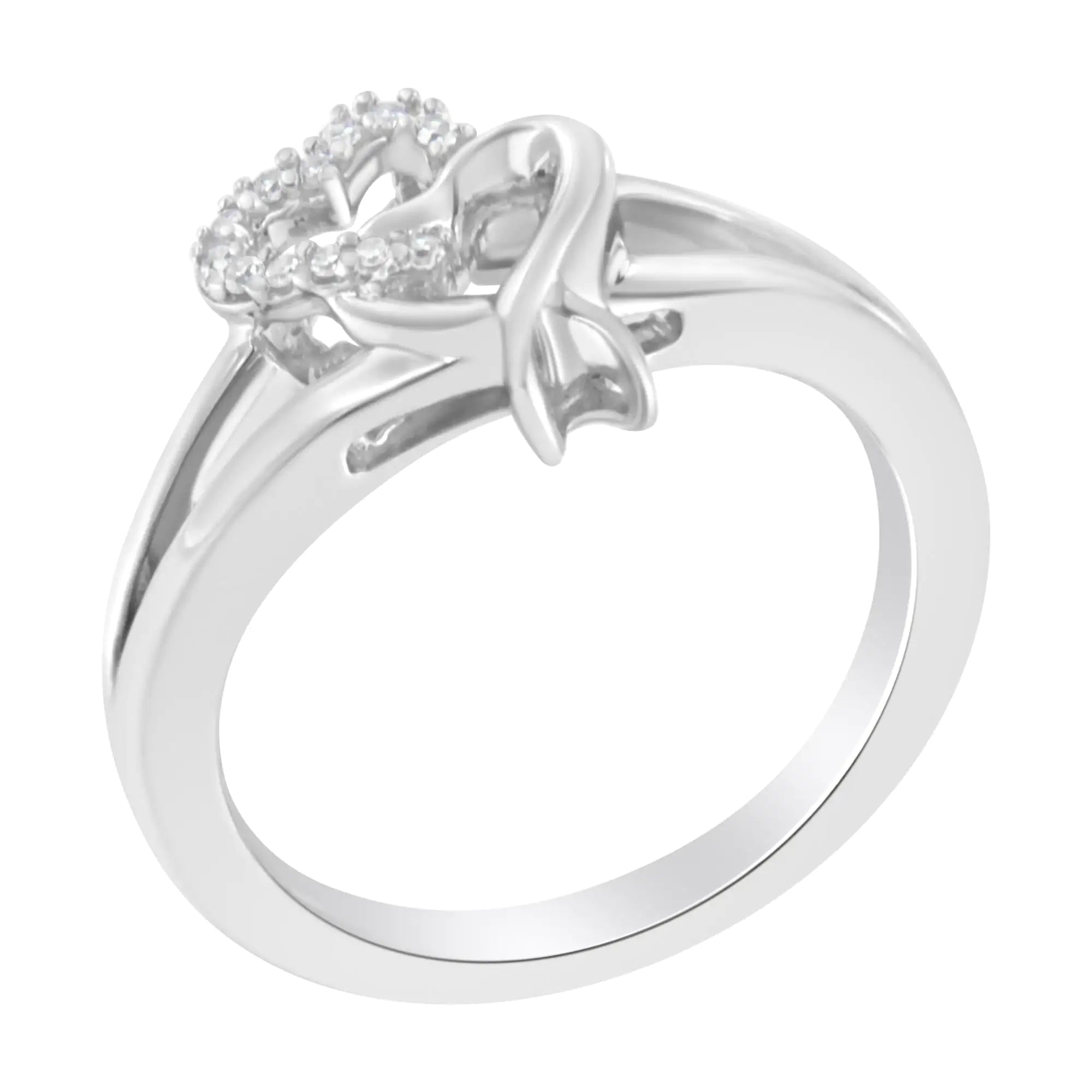 925 Sterling Silver Diamond Heart Accent Ring