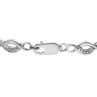 Sterling Silver Prong Set Diamond Accent Curved Spiral Link Bracelet