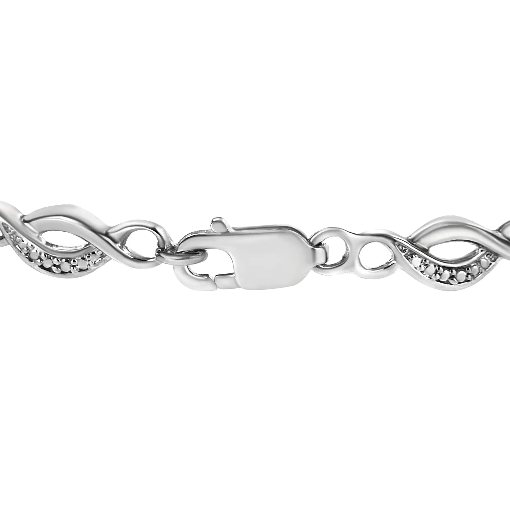 Sterling Silver Prong Set Diamond Accent Curved Spiral Link Bracelet