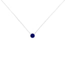 2.5mm Lab Grown Cobalt Blue Sapphire Solitaire Bezel Necklace 