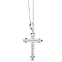 925 Sterling Silver Set Round-Cut Diamond Cross 18" Pendant Necklace