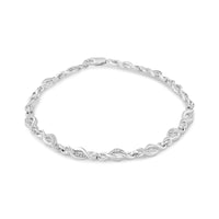 Sterling Silver Prong Set Diamond Accent Curved Spiral Link Bracelet