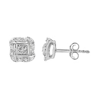  Round-Cut Diamond Accent Swirl Square Knot Stud Earrings 