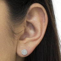 Miracle-Set Floral Cluster Push Back Stud Earrings