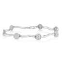 Miracle-Set Diamond 7 Stone Floral Cluster Link Bracelet  