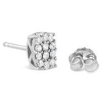 Round Diamond Oval Shaped Cluster Stud Earrings 