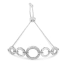 925 Sterling Silver Diamond Accented Graduated Infinity Open Circle 6”-9” Adjustable Bolo Bracelet (H-I Color, I2-I3 Clarity)