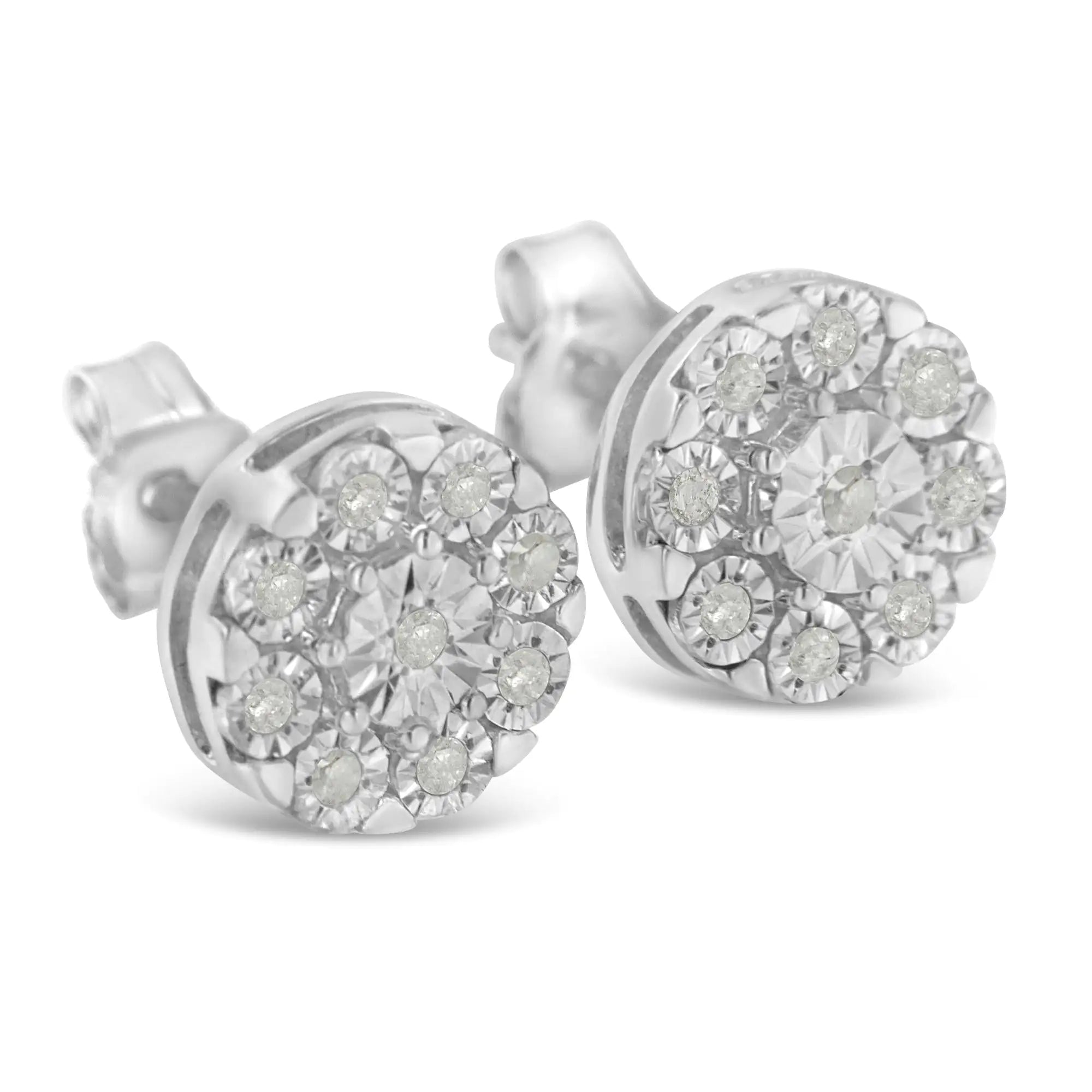 Miracle-Set Floral Cluster Push Back Stud Earrings