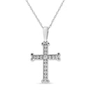 925 Sterling Silver 1/3 Cttw Round-Cut Diamond Cross 18" Pendant Necklace with Bale (J-K Color, I2-I3 Clarity)