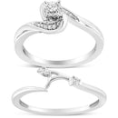 925 Sterling Silver 1/10 Cttw Diamond Swirl and Bypass Bridal Set Ring and Band (I-J Color, I3 Clarity)