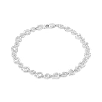 Prong Set Diamond Accent Alternating Heart Link Bracelet