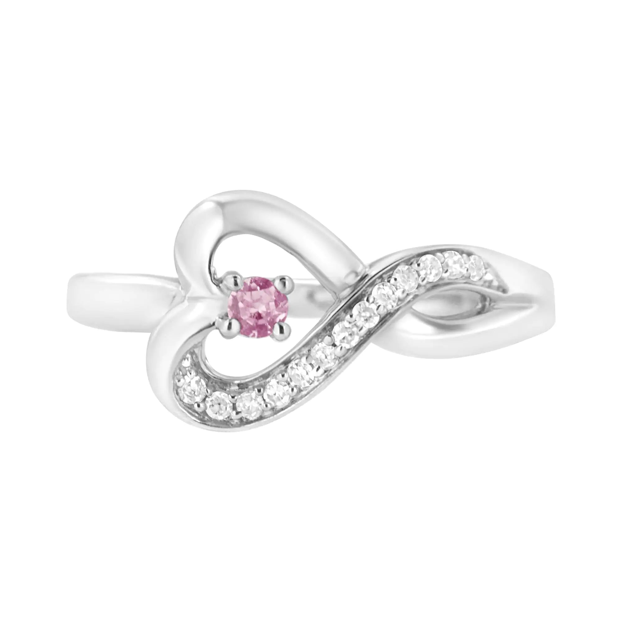 Diamond Accent and Created Pink Sapphire Halo Heart Promise Ring