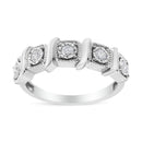 925 Sterling Silver 1/4 Cttw Miracle Set Diamond 5-Stone Swirl Band Ring (I-J Color, I1-I2 Clarity)