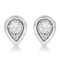 925 Sterling Silver 1/10 Cttw Miracle-Set Diamond Stud Earrings  