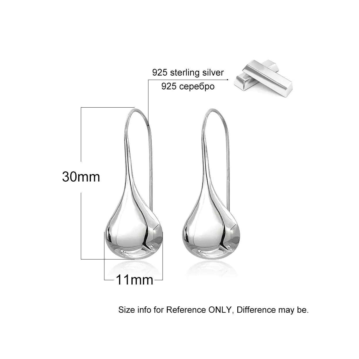 Intensity Tear Drop Hook Earrings Solid 925 Sterling Silver