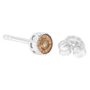 Round Brilliant-Cut Champagne Diamond Miracle-Set Stud Earrings