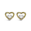 925 Sterling Silver 1/6 Cttw Diamond Open Double Heart Stud Earrings