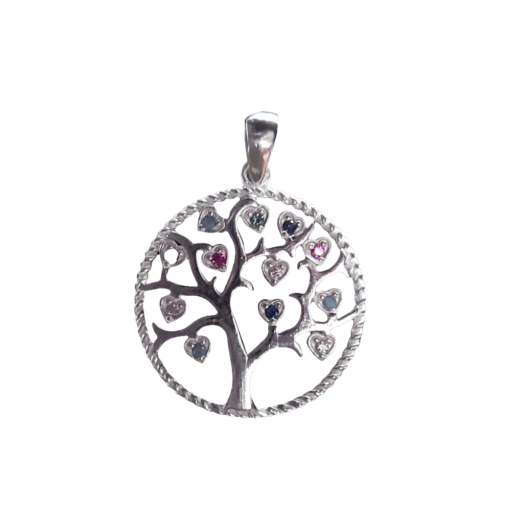 925 Sterling Silver Tree of Life with Gemstones Pendant   