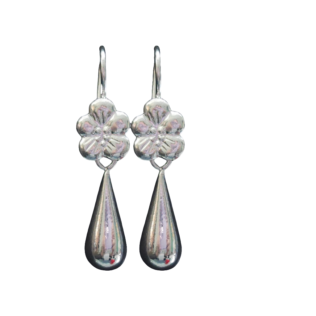 Flower Long Water Drop Earrings