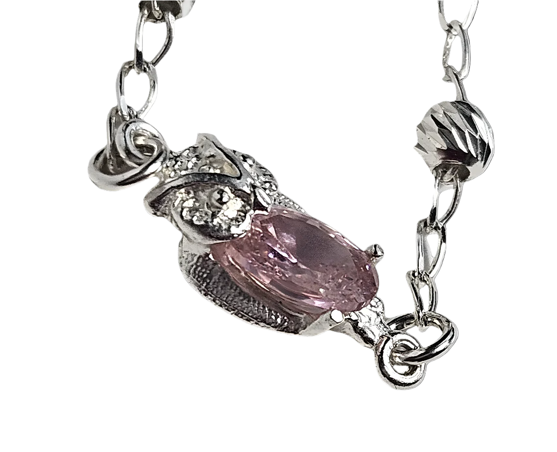 Pink Owl Sterling Silver Bracelet