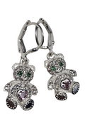 Cubic Zirconia Sterling Silver Bear Earrings