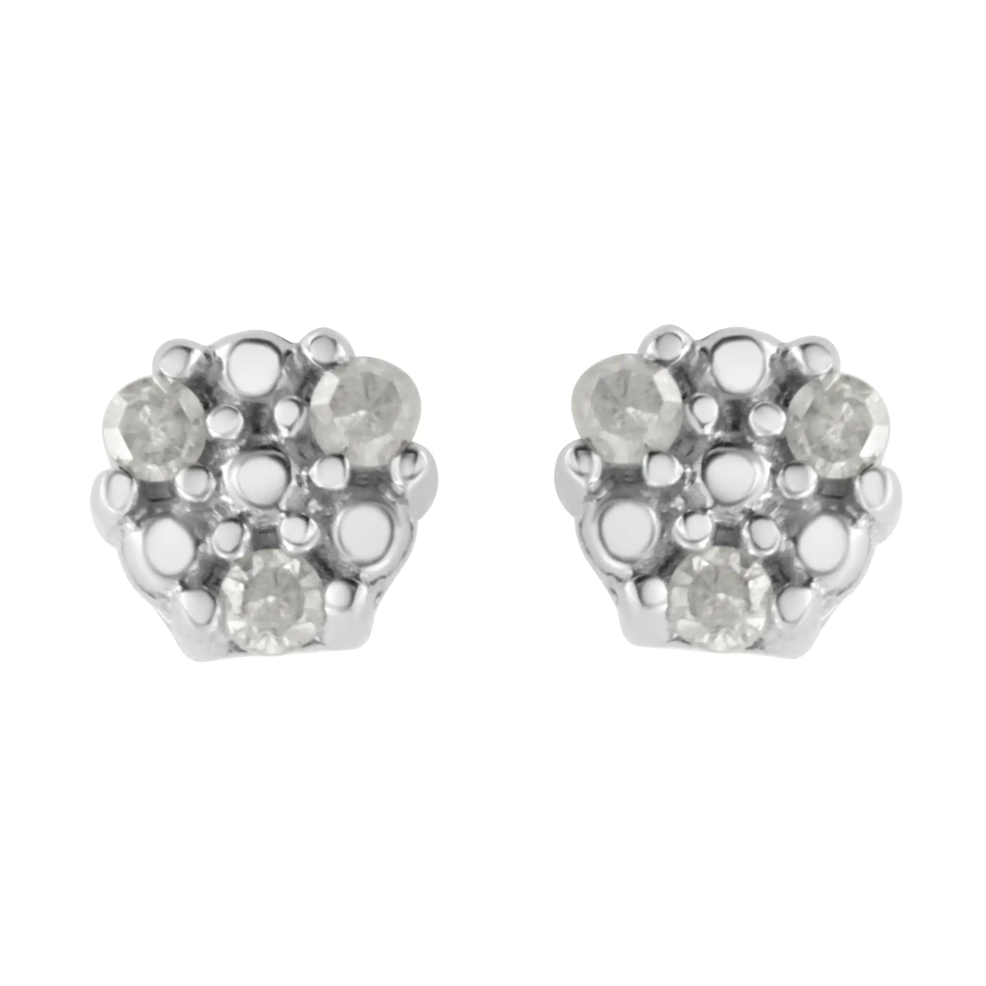 Prong Set Round-Cut Trio Diamond Stud Earrings