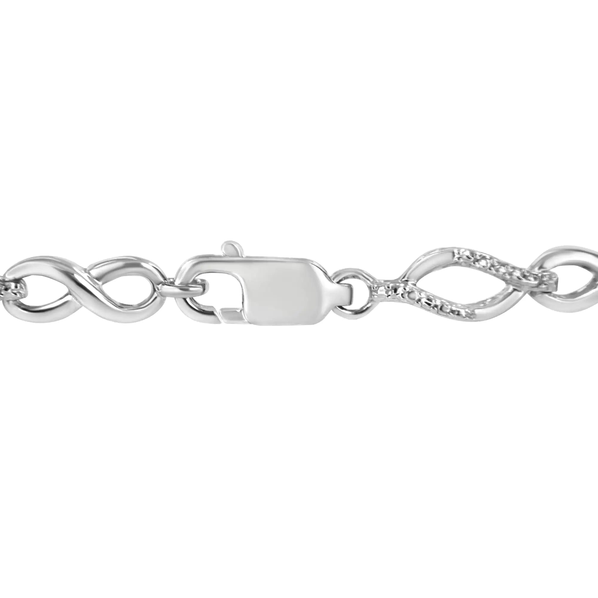 Diamond Accent Alternating Infinity Shape Link Bracelet