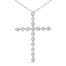 925 Sterling Silver 1/6 cttw Diamond Cross Pendant Necklace 