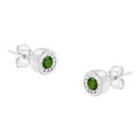  Round Brilliant-Cut Green Diamond Miracle-Set Stud Earring  