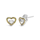 925 Sterling Silver 1/6 Cttw Diamond Open Double Heart Stud Earrings