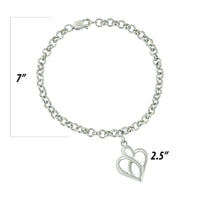 Open Heart with Center Vertical Infinity Chain Charm Bracelet