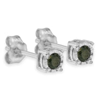 Rose Cut Treated Green Diamond Solitaire Stud Earrings