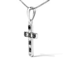 925 Sterling Silver 1/4 Cttw RouRound Natural Treated Black and White Diamond Cross Pendant Necklacend Natural Treated Black and White Diamond Cross Pendant Necklace (Black and I-J Color, I3 Clarity)