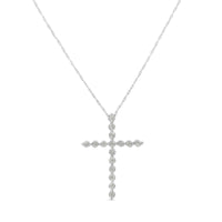 Brilliant-Cut Diamond Miracle-Set Shared Prong Cross Pendant Necklace