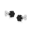 925 Sterling Silver 1/4 Cttw Color Diamond Cluster Flower Earrings